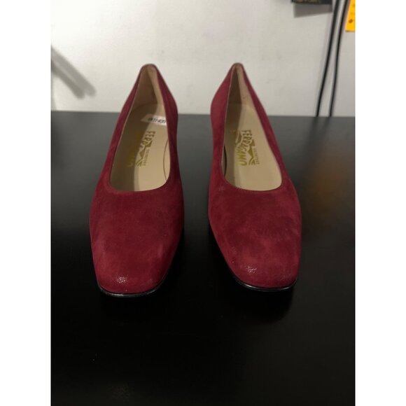 Salvatore Ferragamo Erica Suede Pump Burgundy Women’s 10 - Picture 2 of 10